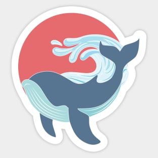 swimming blue whale Sticker